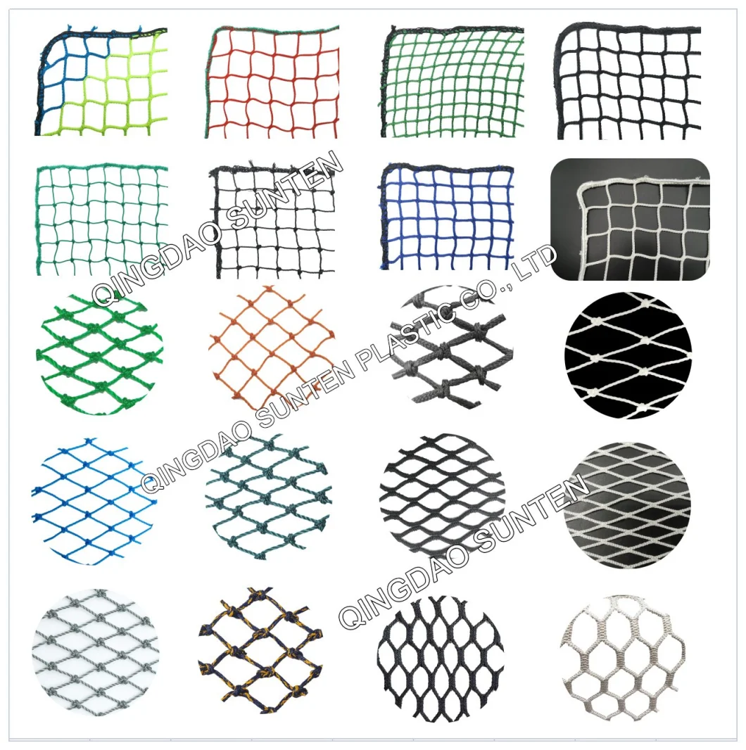 High Strength Black Color PP/Polypropylene/PE Knotless Trailer Cargo Netting, Container Netting, Volleyball Net, Safety Catch Net with Enforced Webbing