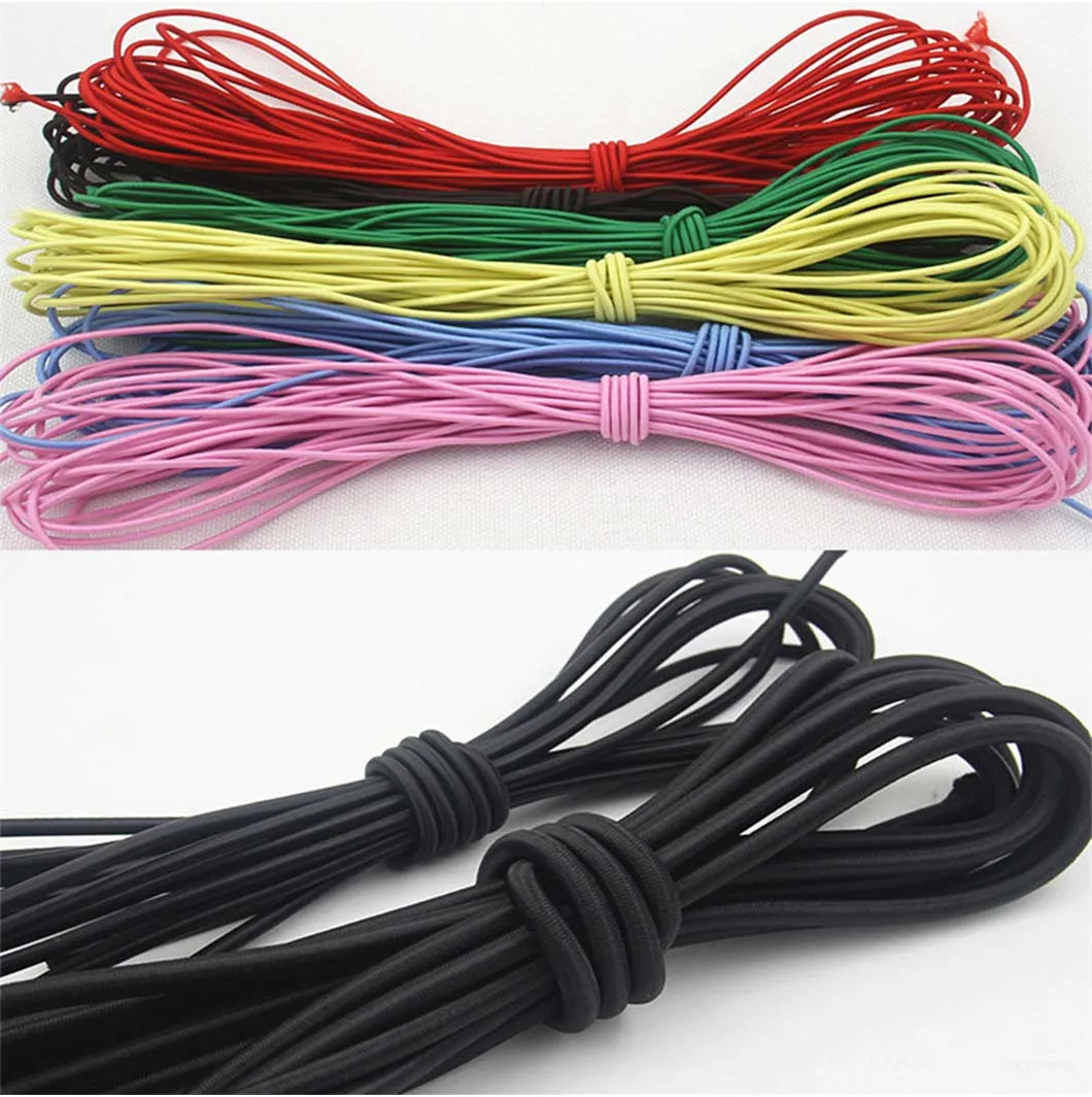 Custom 2.5mm 3mm 4mm 5mm 6mm 7mm 8mm Black White Rubber Soft Nylon Round Rope Bulk Bungee Power Cord Elastic